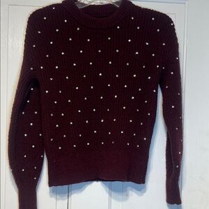 Nine West Burgundy Sweater with Silver Rhinestone Accents